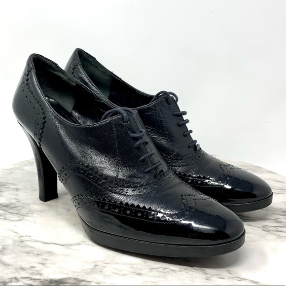 Via Spiga Wingtip Lace Up Leather Oxford 7 Retro Classic Preppy Academia Pinup - Picture 16 of 16